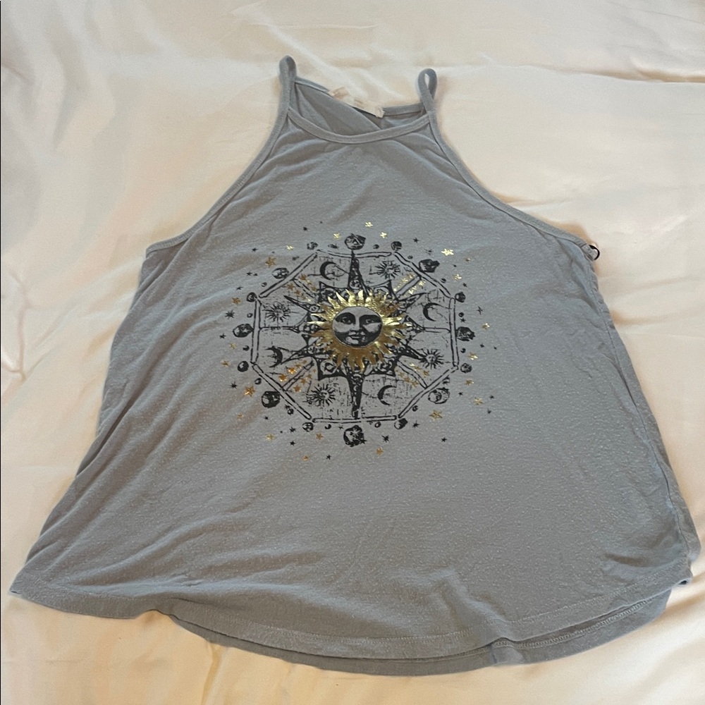 Double Zero Gray Sun Graphic Tank Top